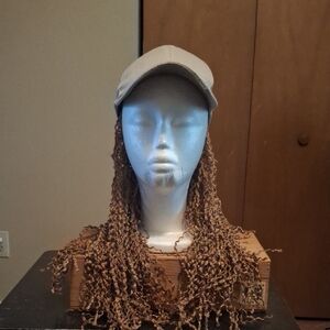Curly Brown Hair Extension with Gray Cap